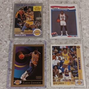 Magic Johnson Basketball Card Set Of 4. Nba Hoops. Upper Deck. 90-91 Yrs